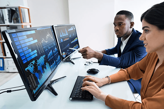 Team reviewing analytics